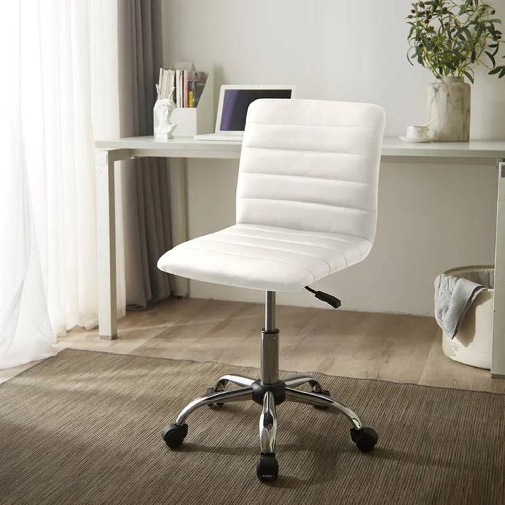 Feleena Leatherette Swivel Study Chair in White Colour