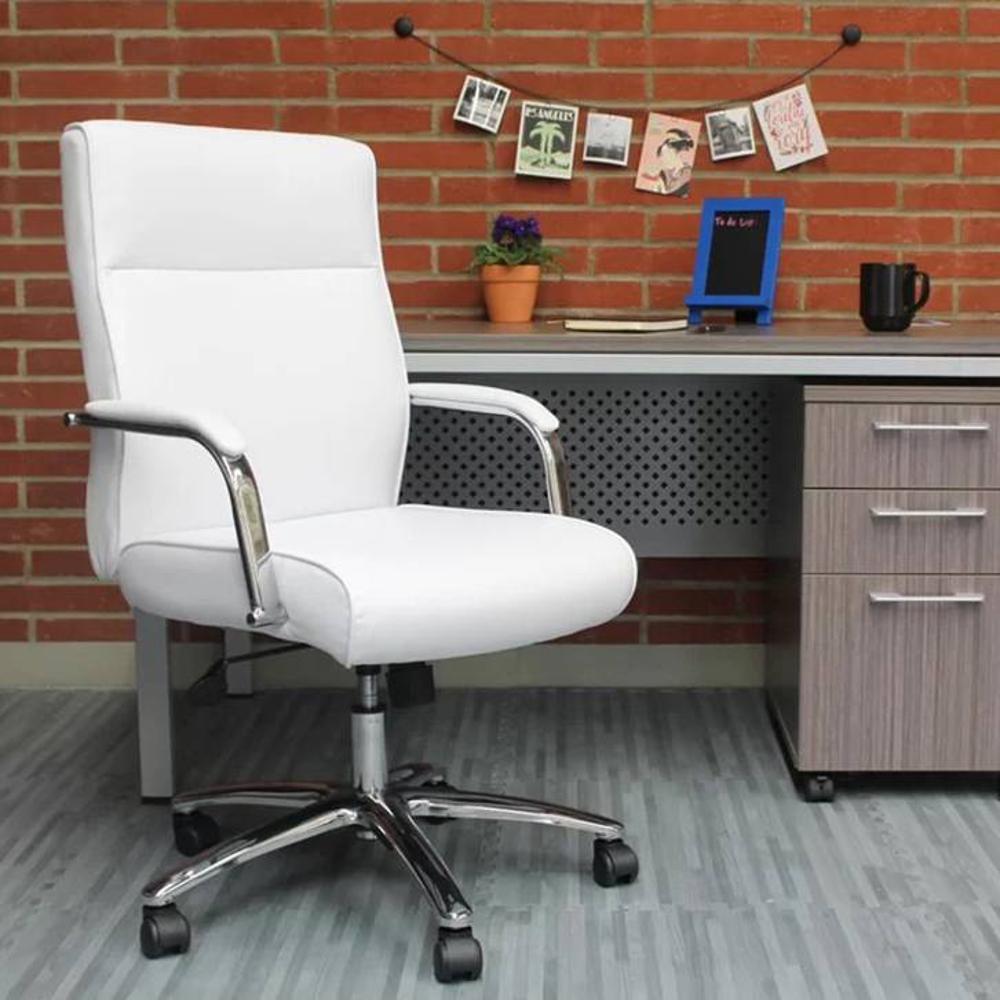 Landyn Leatherette Swivel Study Chair in White Colour