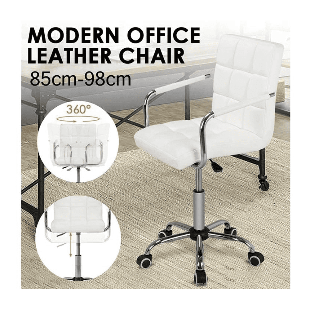 Rawtenstall Leatherette Swivel Study Chair in White Colour