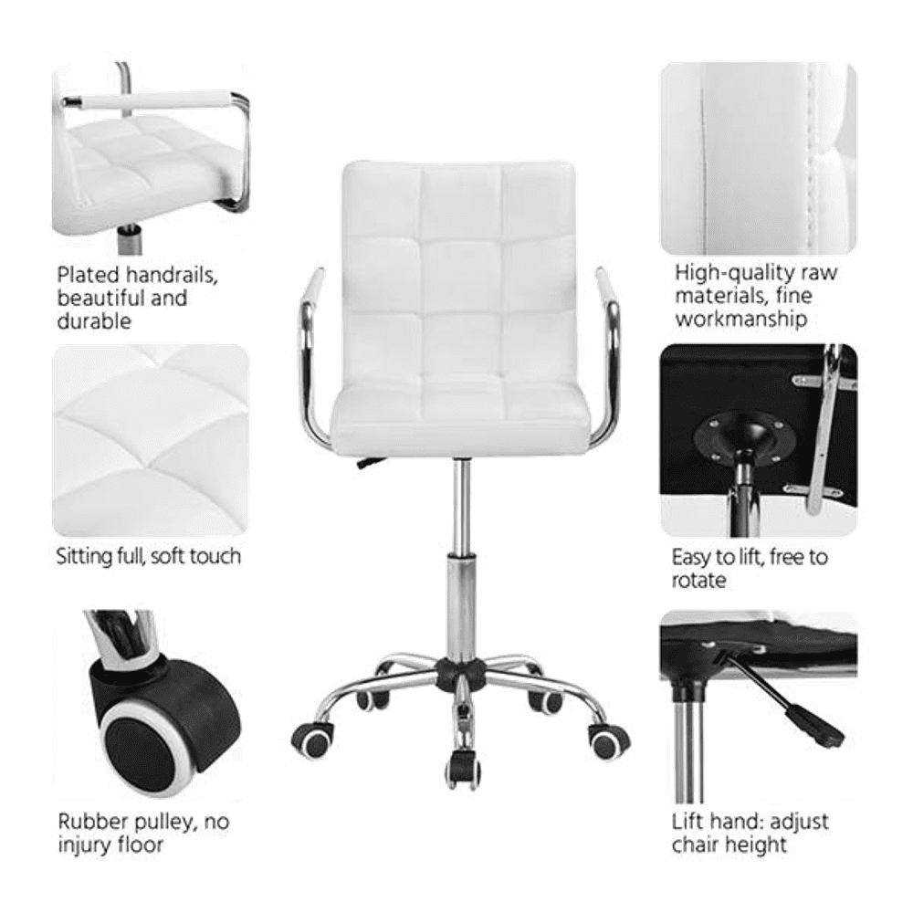 Rawtenstall Leatherette Swivel Study Chair in White Colour