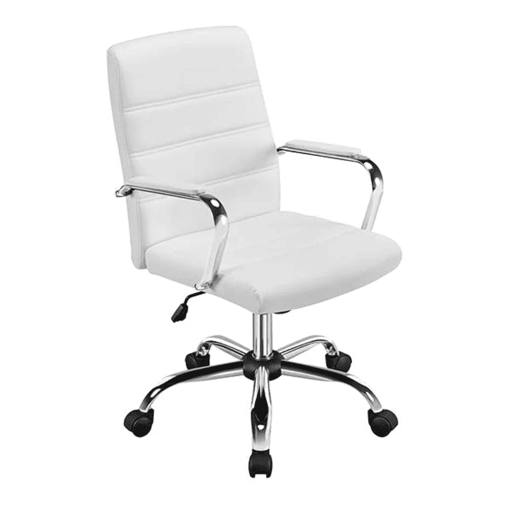 Wanetta Leatherette Swivel Study Chair in White Colour