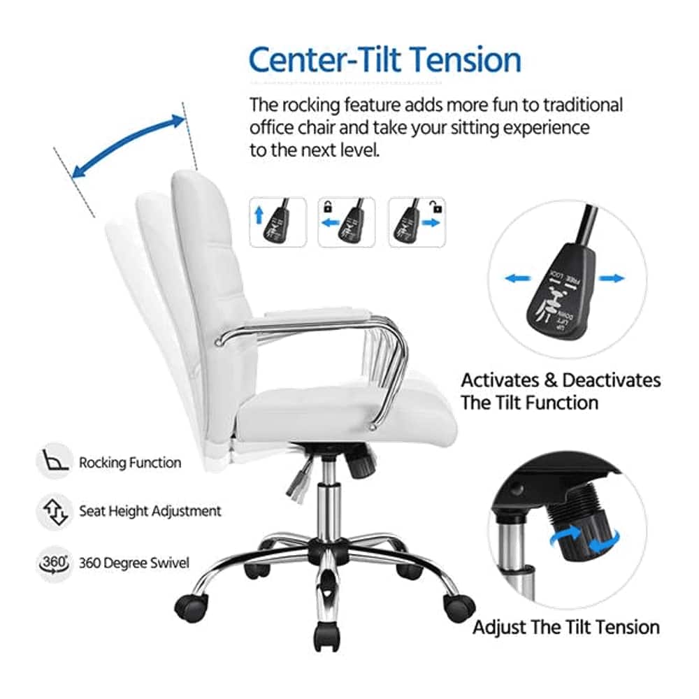 Wanetta Leatherette Swivel Study Chair in White Colour