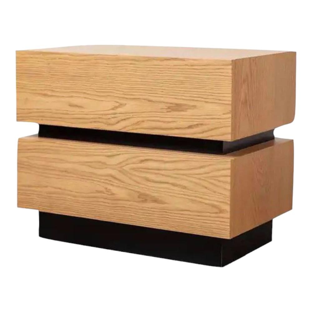 Lagere Series Bedside Table polished in dual Colours (Natural for Drawers & Black)