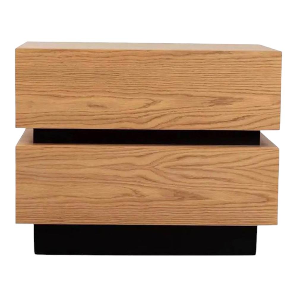 Lagere Series Bedside Table polished in dual Colours (Natural for Drawers & Black)