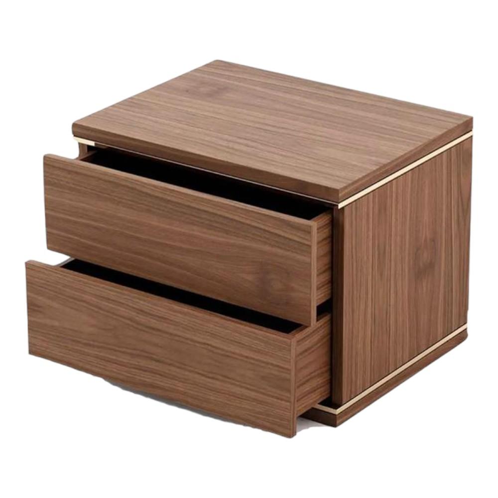 Bulle Bedside Table polished in Matte Finish with trims in Gold
