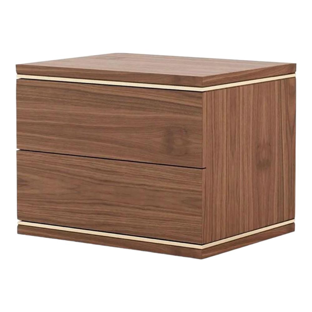 Bulle Bedside Table polished in Matte Finish with trims in Gold