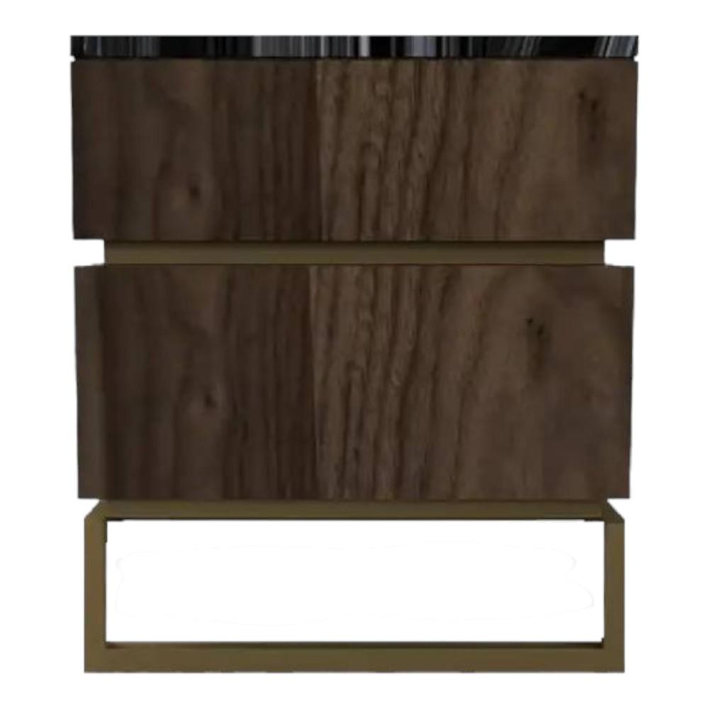 Huch Series Bedside Table with Stone Top and MS Powder Coated Gold Base