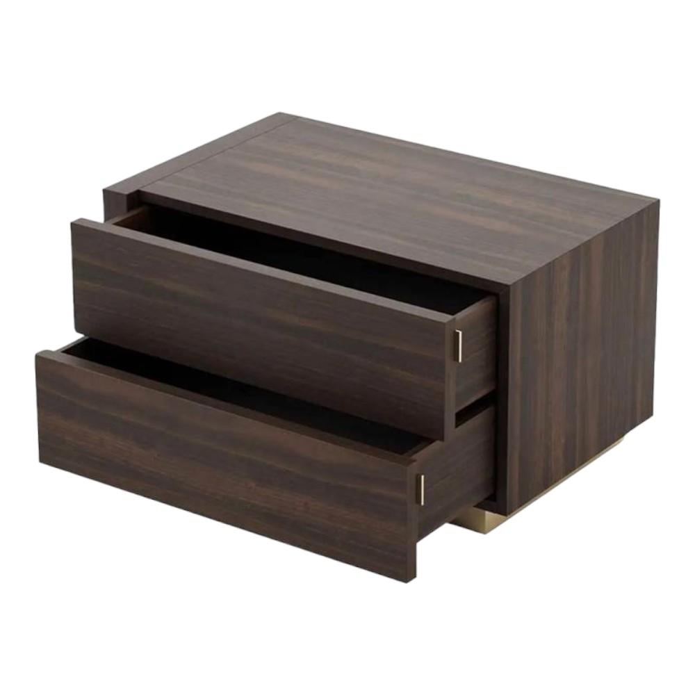 Tgere Series polished Bedside Table with Gold Base