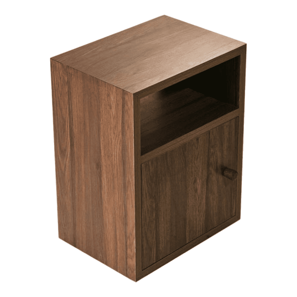 Mica Bedside Walnut Hues Chest Side Table