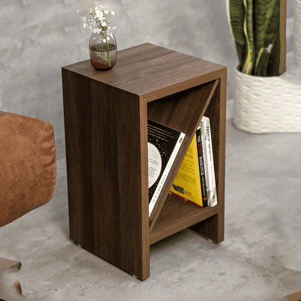 Walnut Hues Bevel Mica Side Table