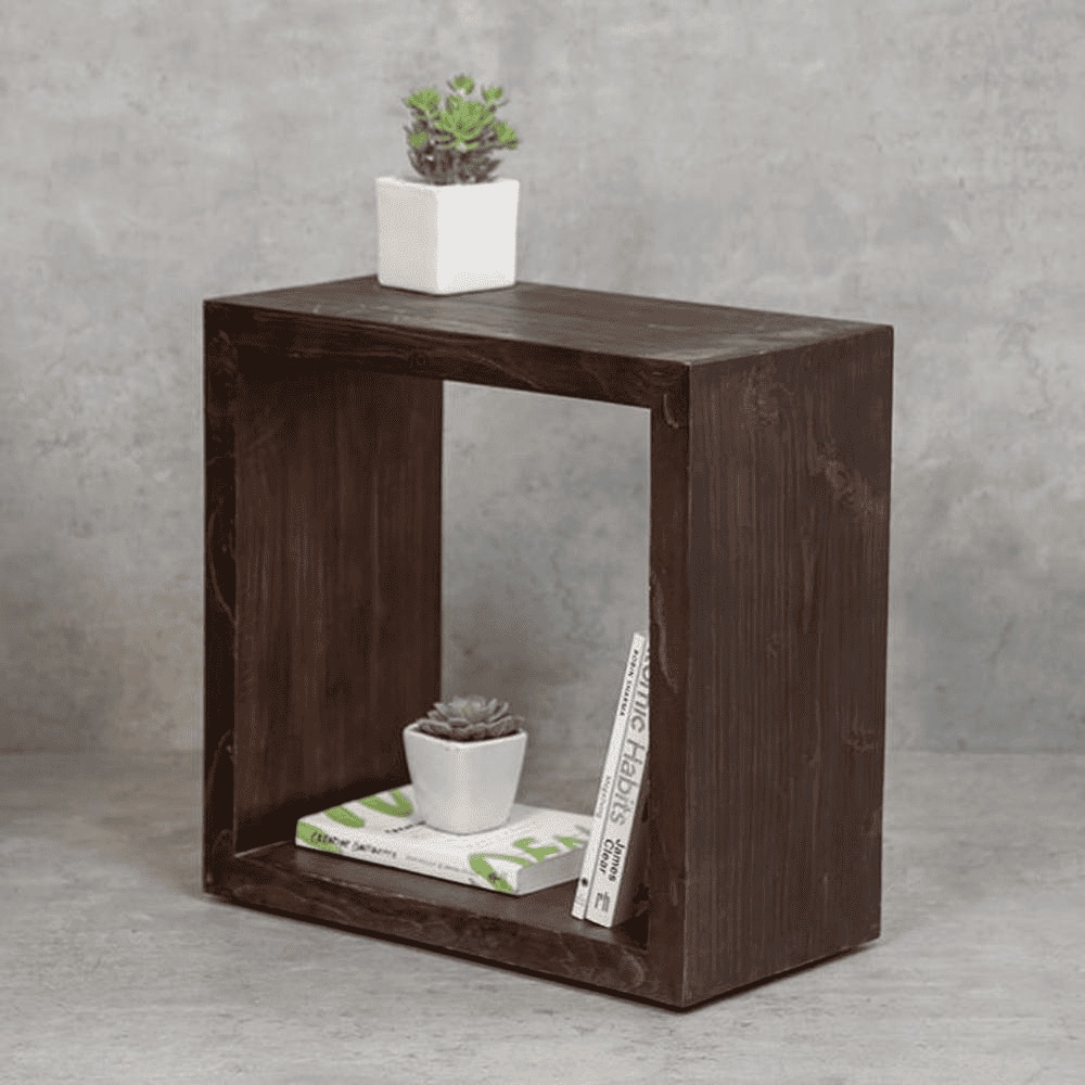 Walnut Tint Wooden Box Side Table