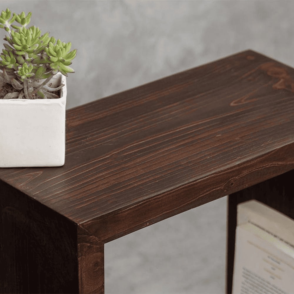 Walnut Tint Wooden Box Side Table