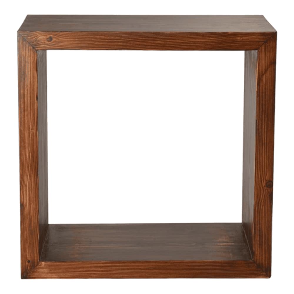 Teak Tint Wooden Box Side Table
