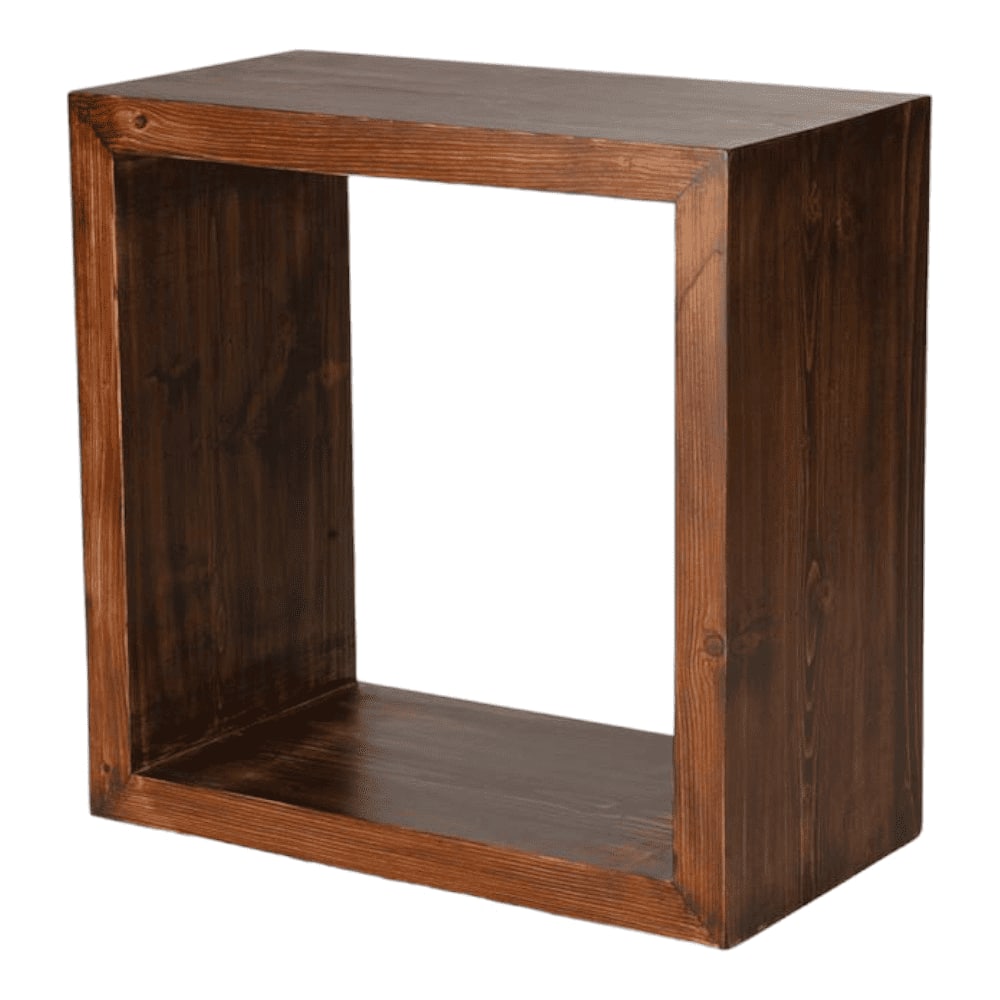Teak Tint Wooden Box Side Table