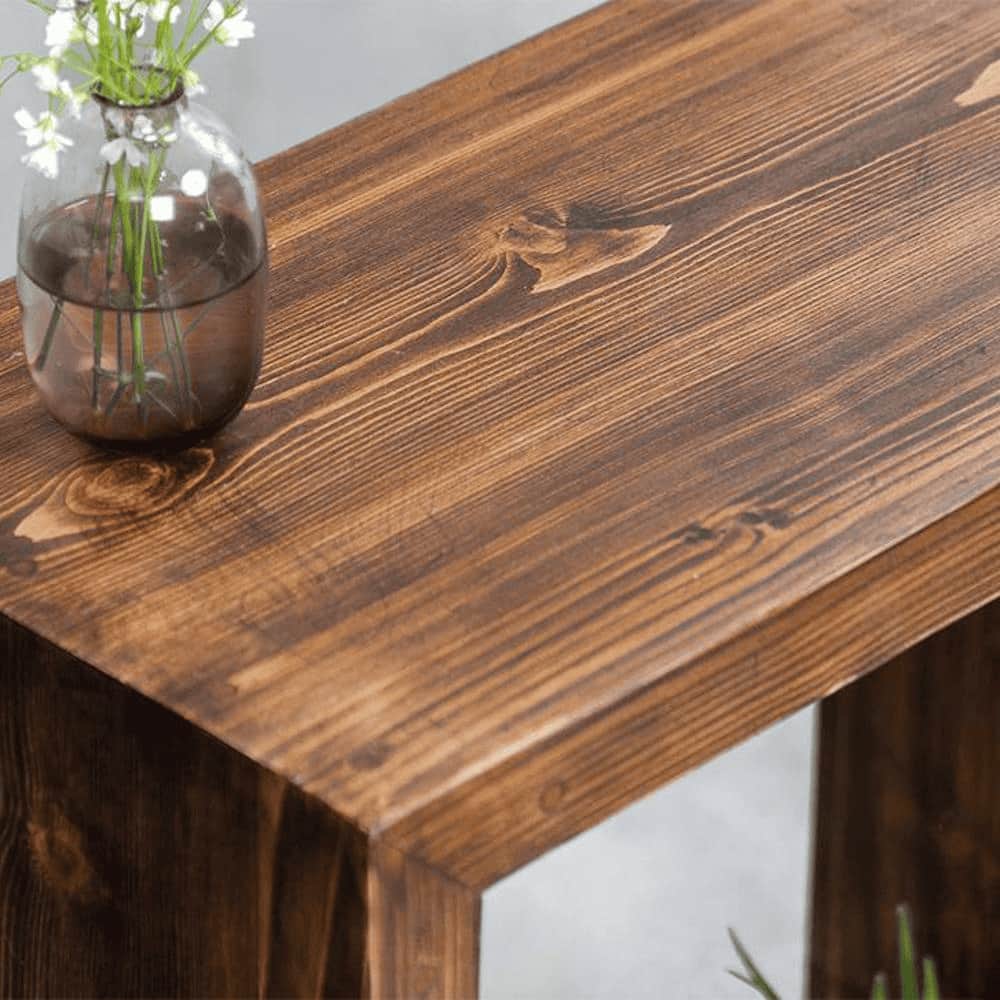 Teak Tint Wooden Box Side Table