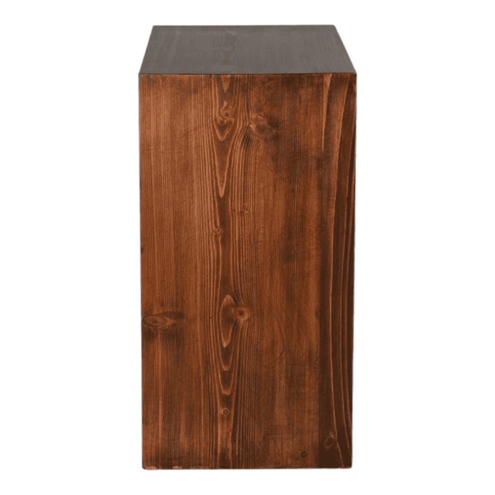 Teak Tint Wooden Box Side Table