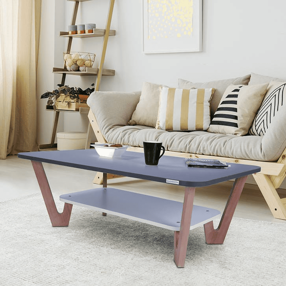 Rectangular Engineered Wood Coffee Table In Frosty White Colour