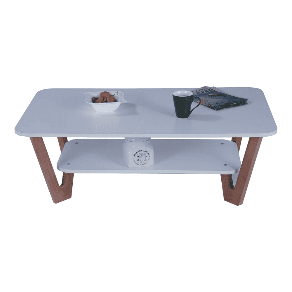 Rectangular Engineered Wood Coffee Table In Frosty White And Graphite Grey Colour