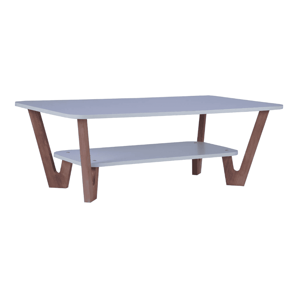 Rectangular Engineered Wood Coffee Table In Frosty White And Graphite Grey Colour