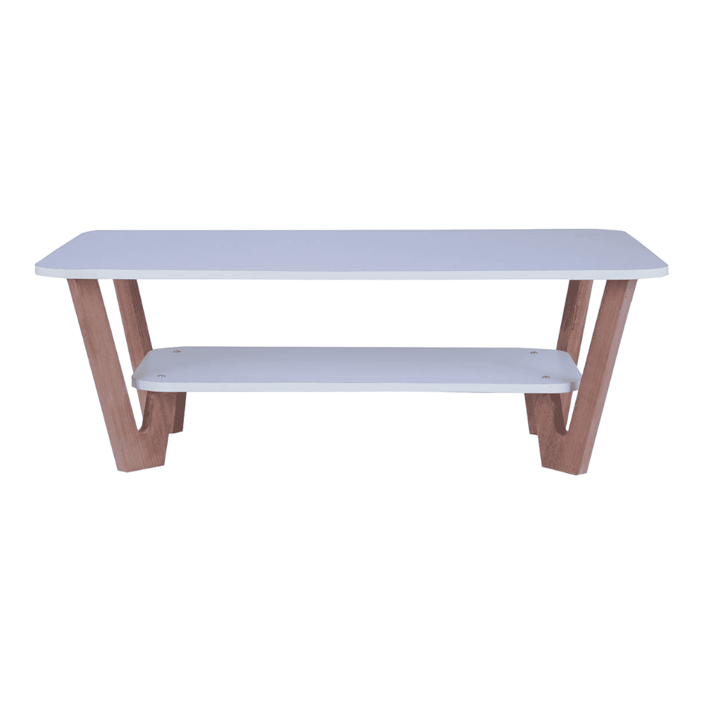 Rectangular Engineered Wood Coffee Table In Frosty White And Graphite Grey Colour