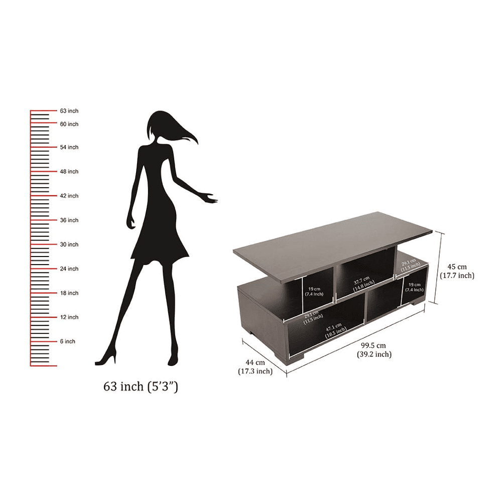 Victor Rectangular Engineered Wood Coffee Table In Wenge Finish