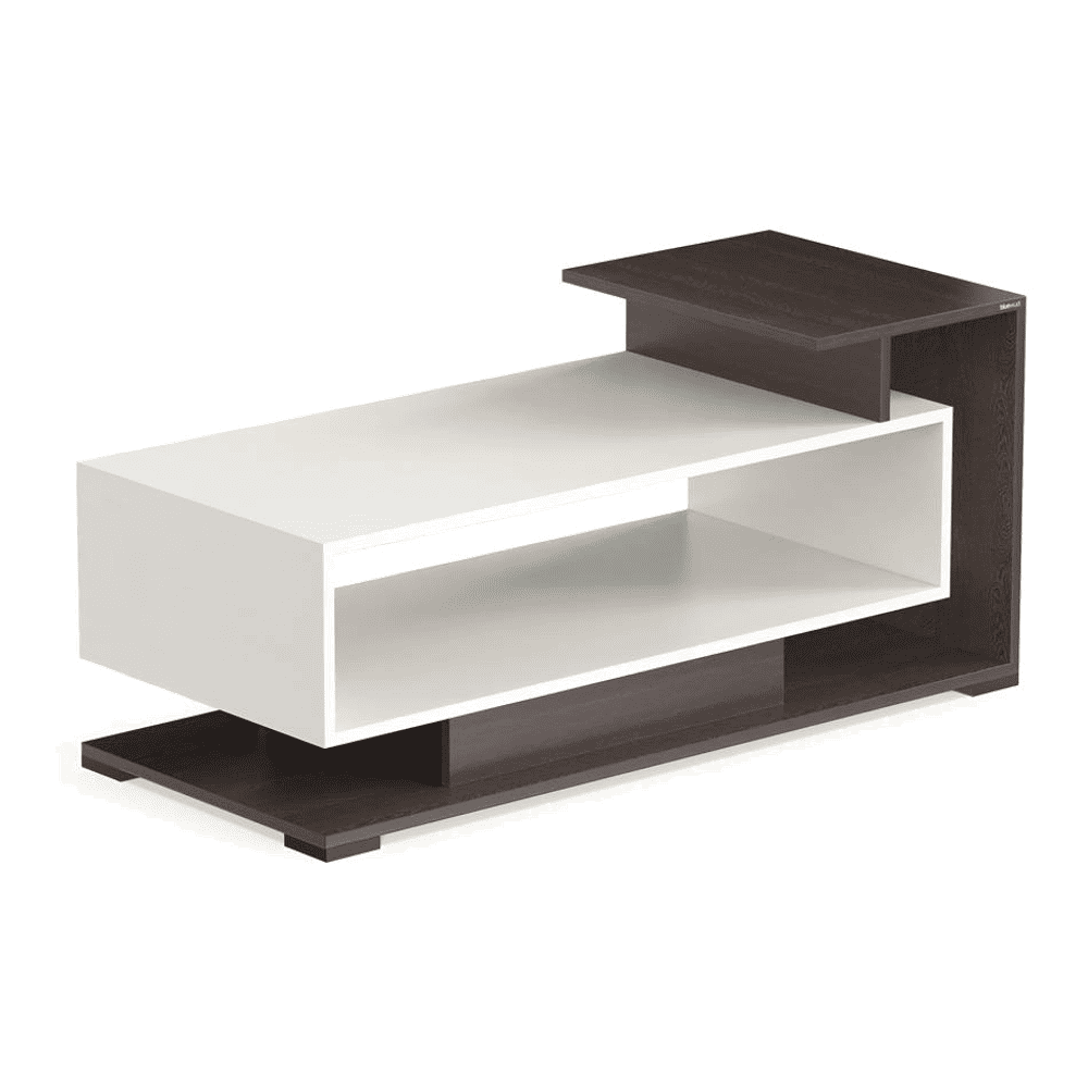 Declove Rectangular Engineered Wood Coffee Table In Wenge & White Finish
