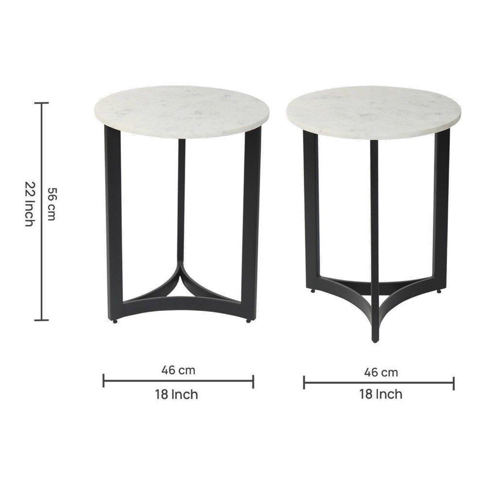 Verona Marble Side Table In Black Finish