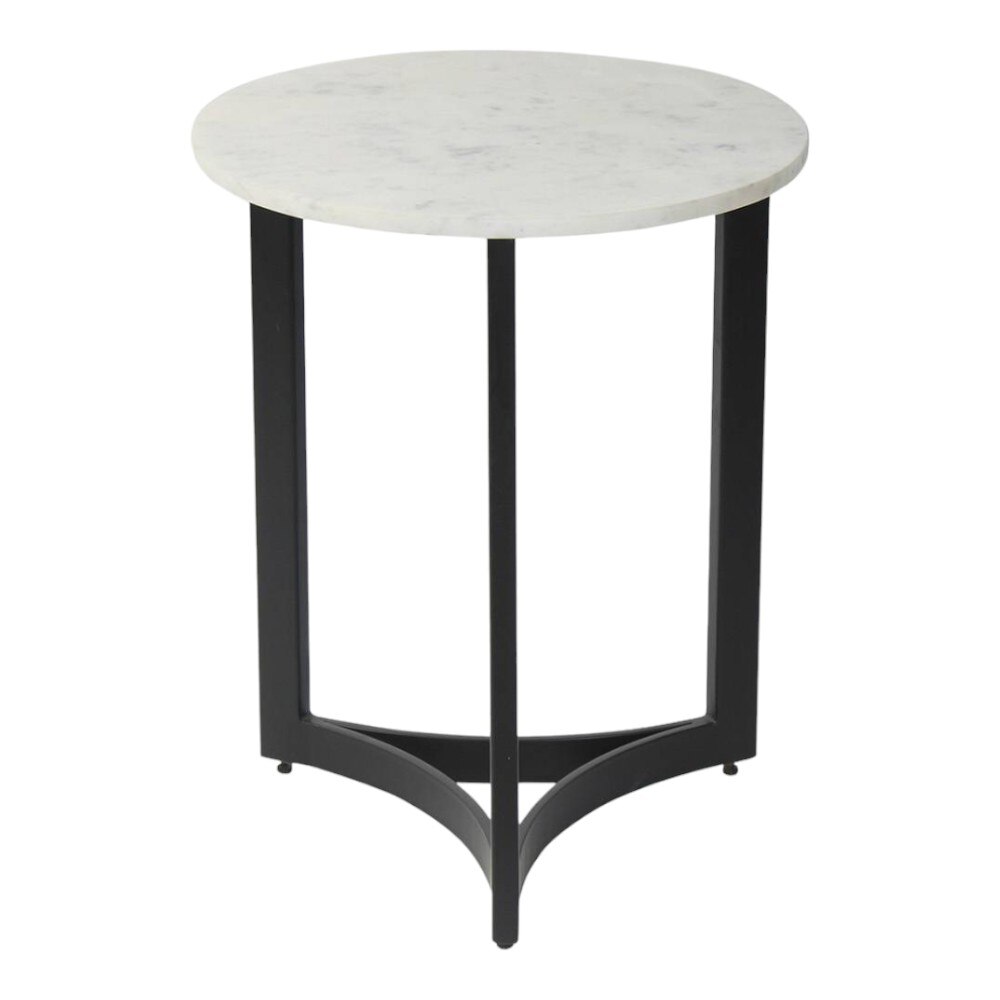 Verona Marble Side Table In Black Finish