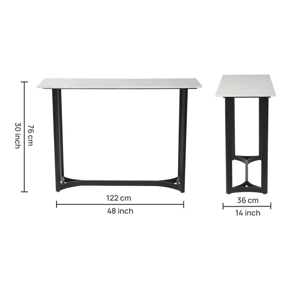 Verona Marble Console Table In Black Finish