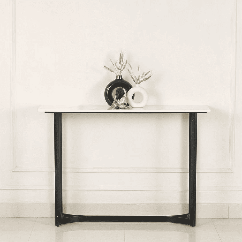 Verona Marble Console Table In Black Finish
