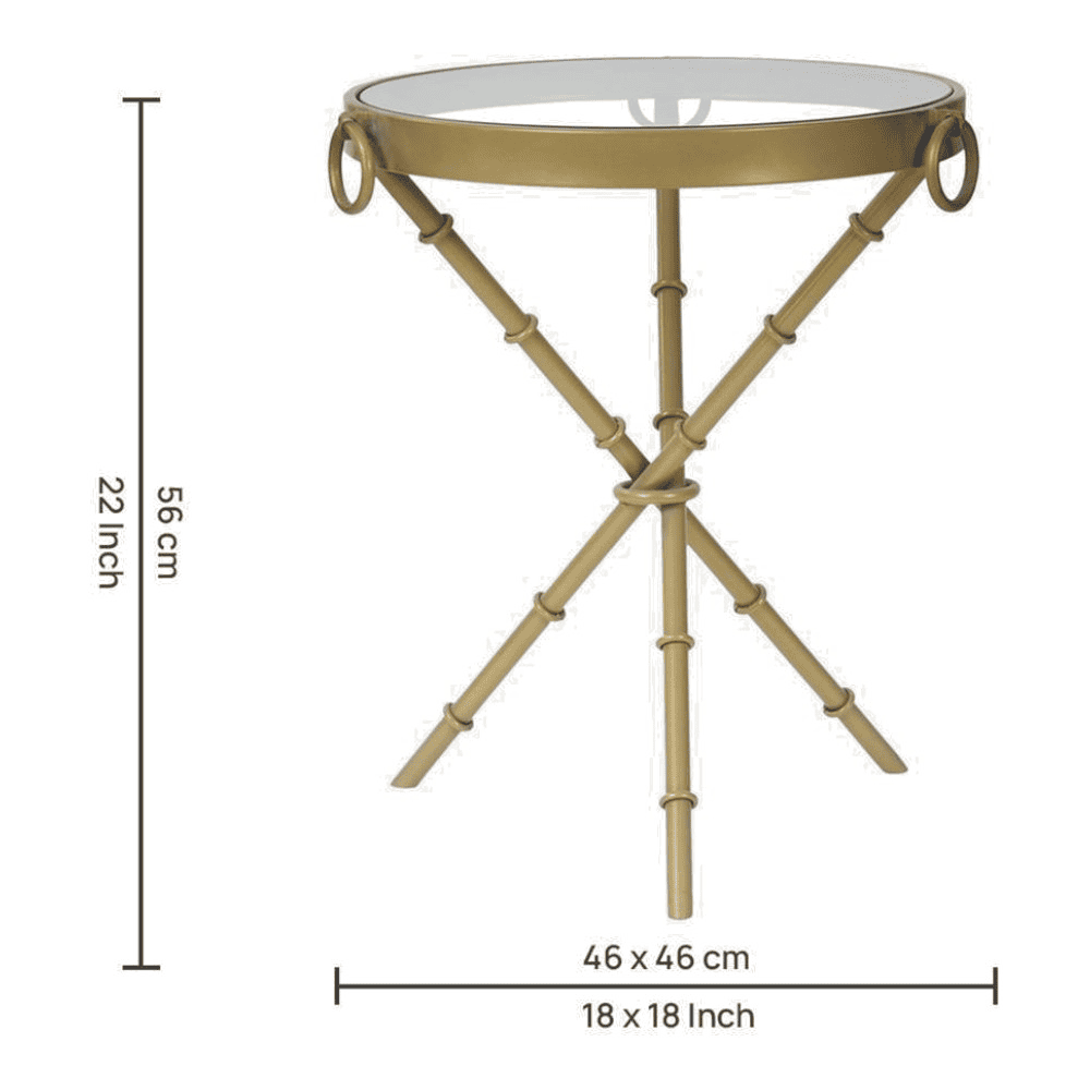 Bellmore Glass Side Table In Gold Finish