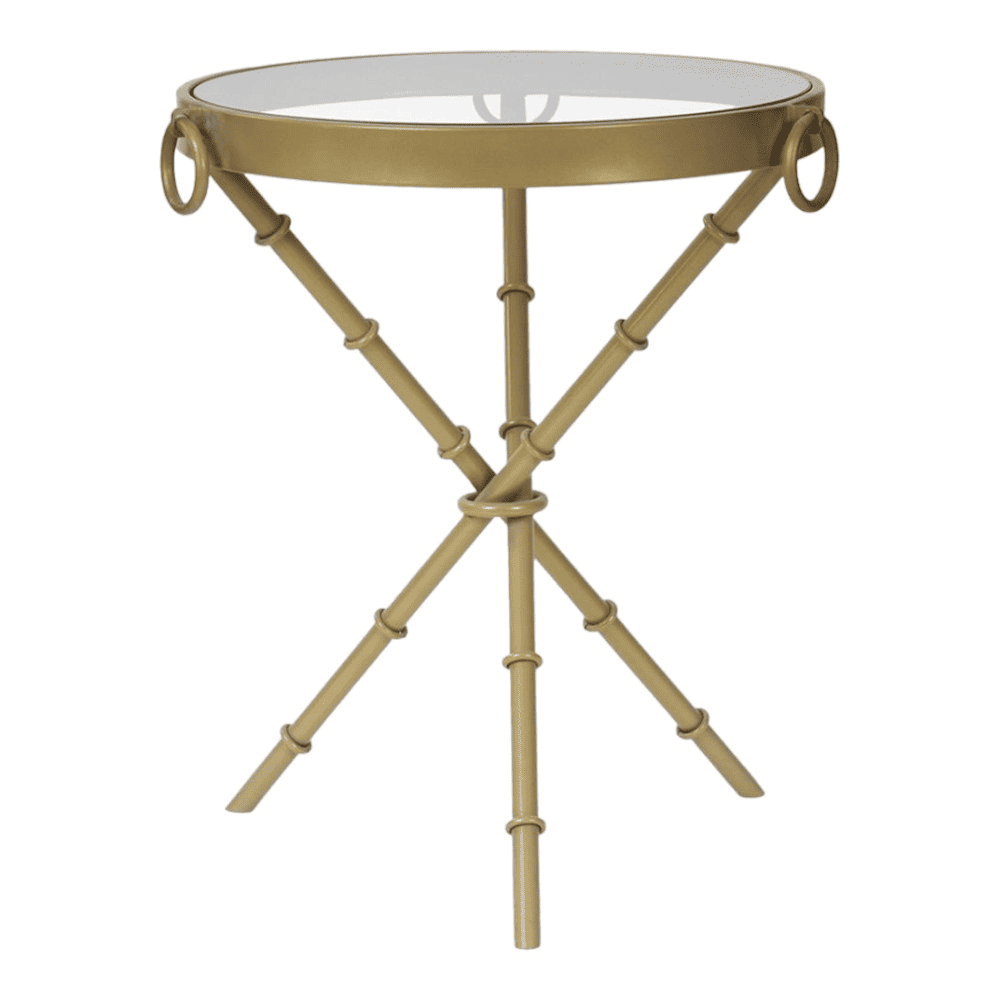 Bellmore Glass Side Table In Gold Finish