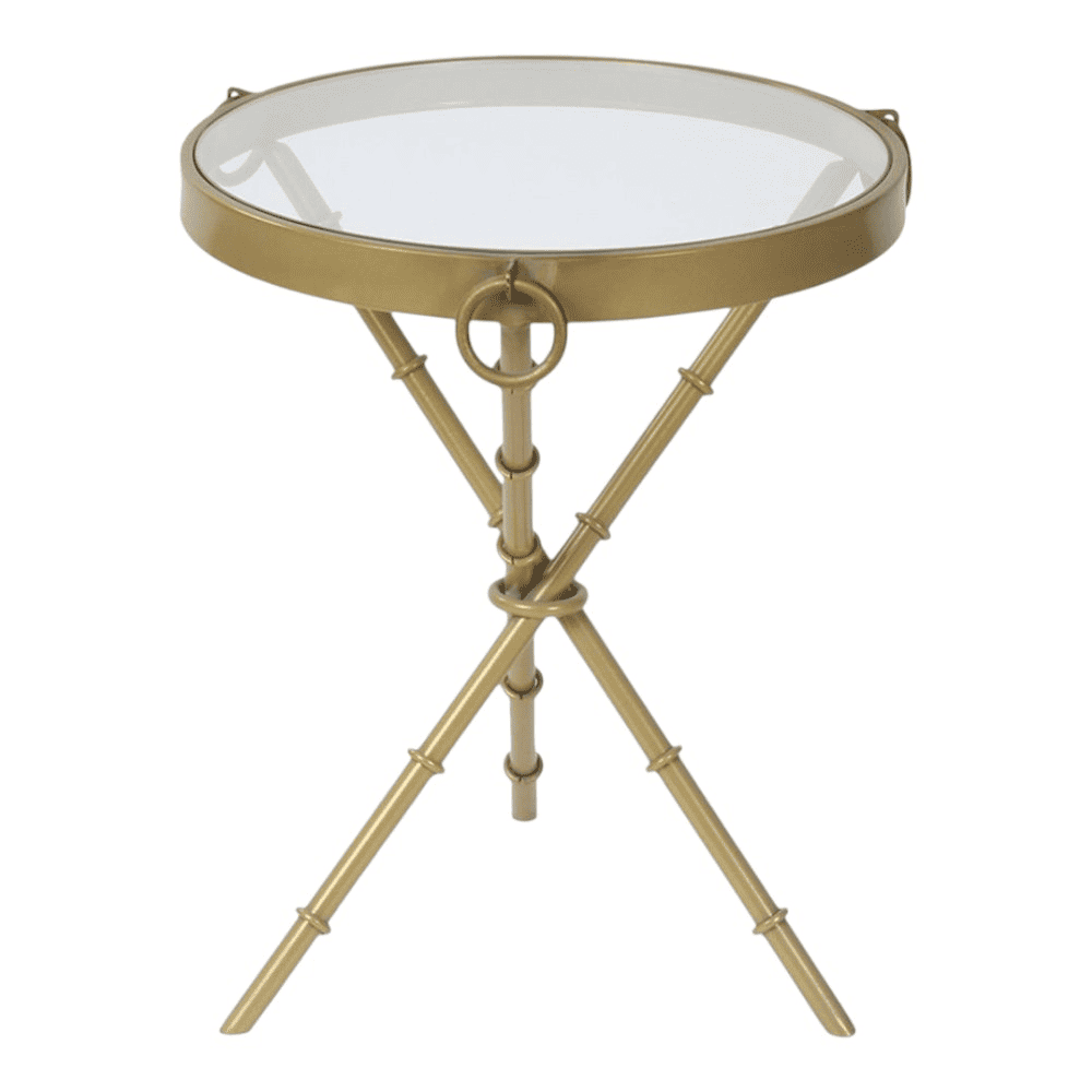 Bellmore Glass Side Table In Gold Finish
