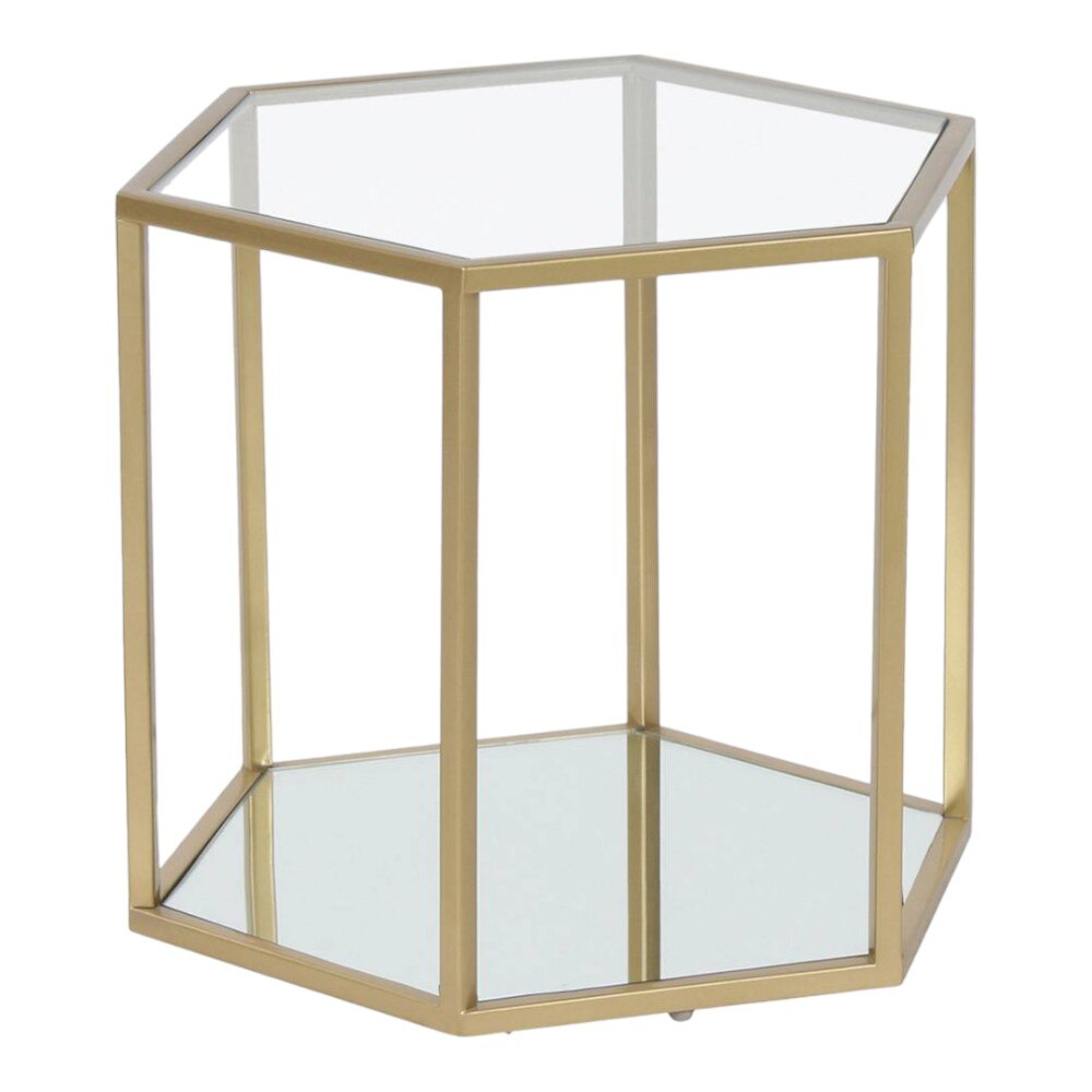 Menton Glass Side Table In Gold Finish