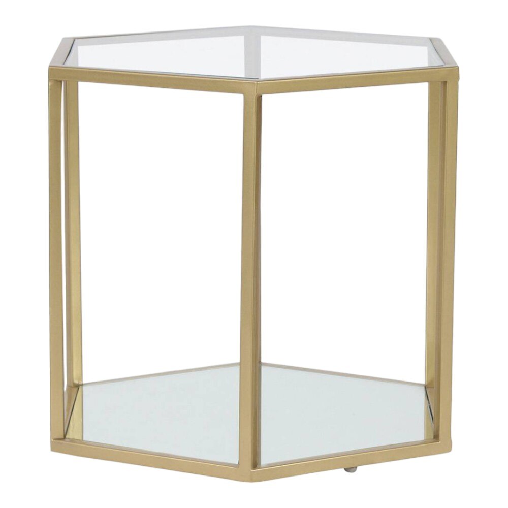 Menton Glass Side Table In Gold Finish