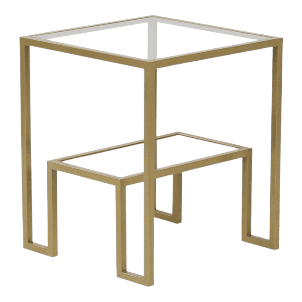 Bridgeview Glass Side Table In Gold Finish