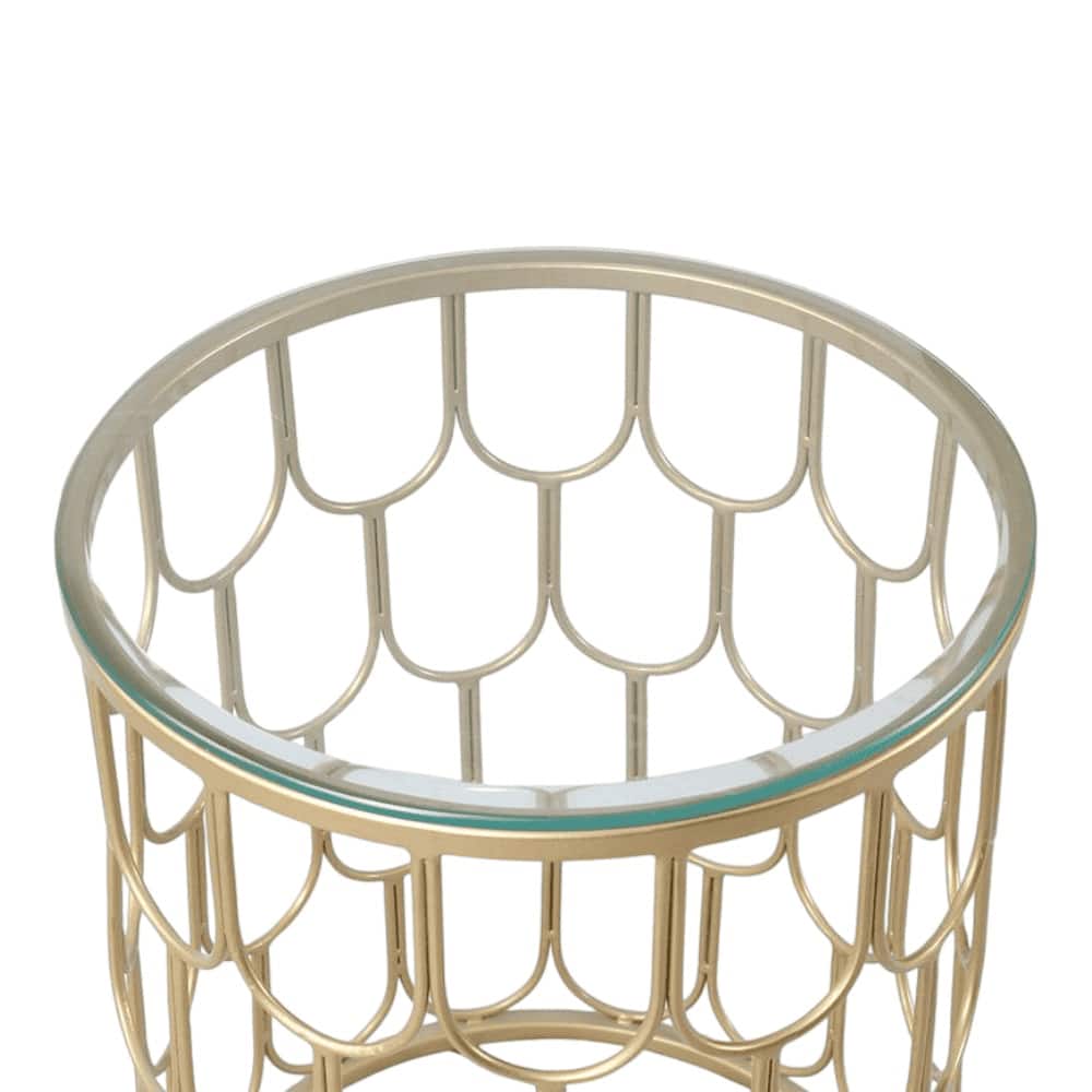 Belmont Clear Glass Side Table In Gold Finish