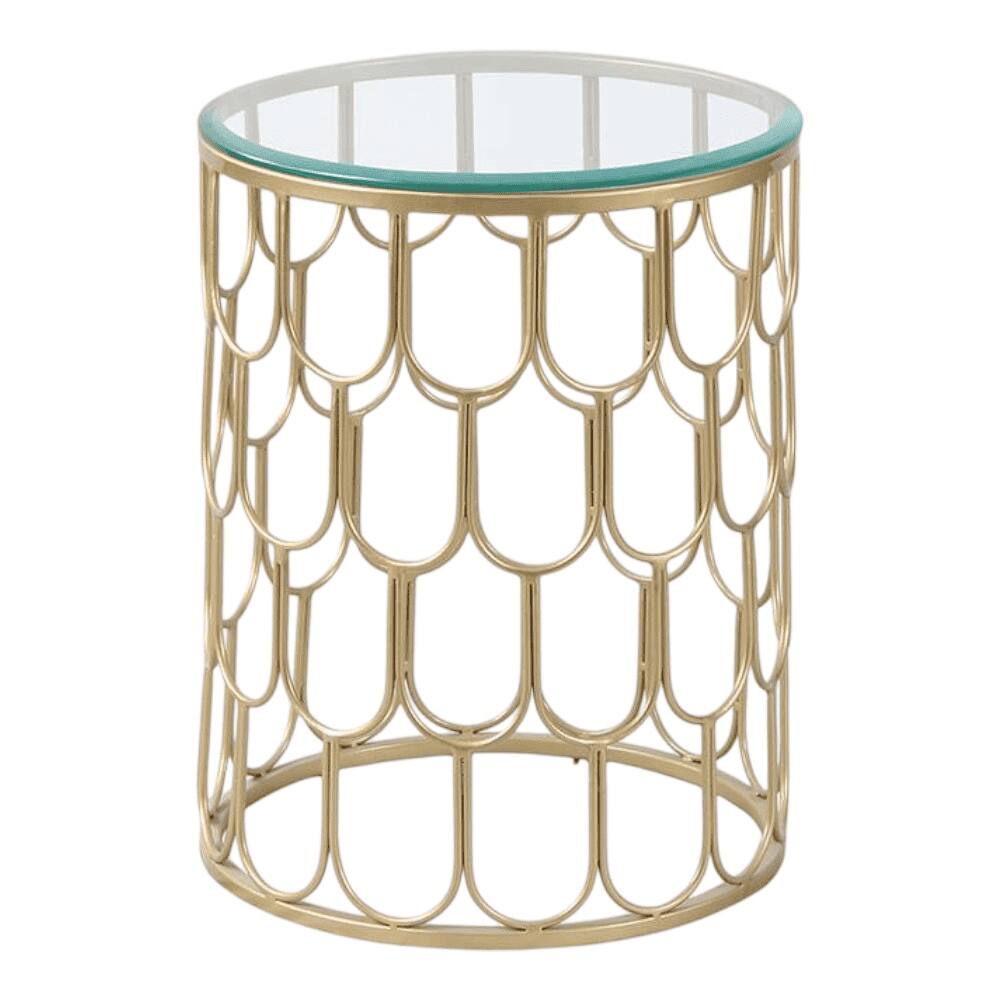 Belmont Clear Glass Side Table In Gold Finish