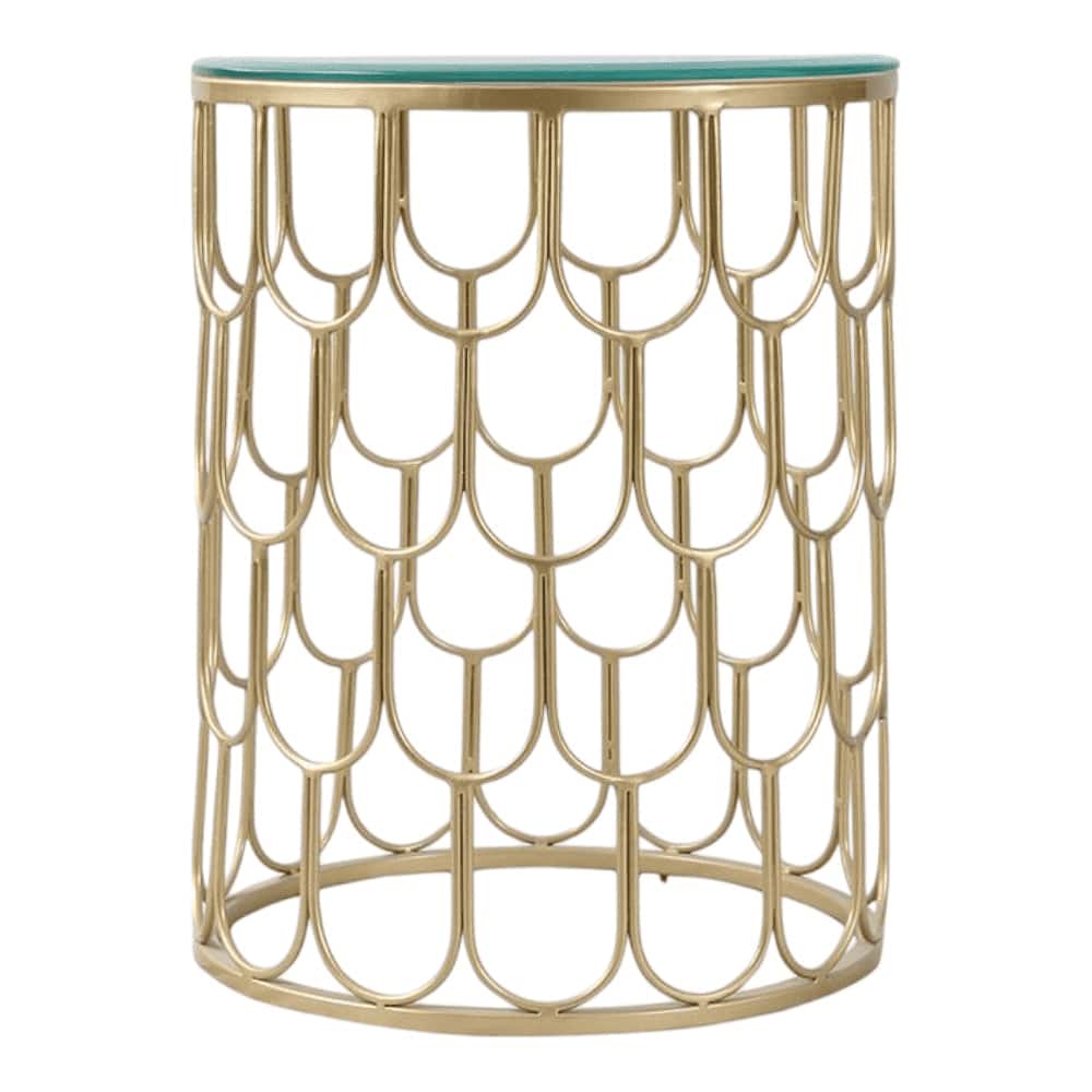 Belmont Clear Glass Side Table In Gold Finish