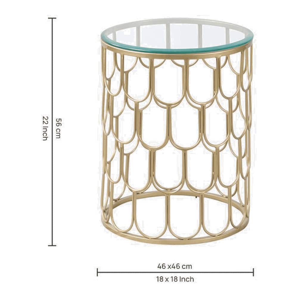 Belmont Clear Glass Side Table In Gold Finish