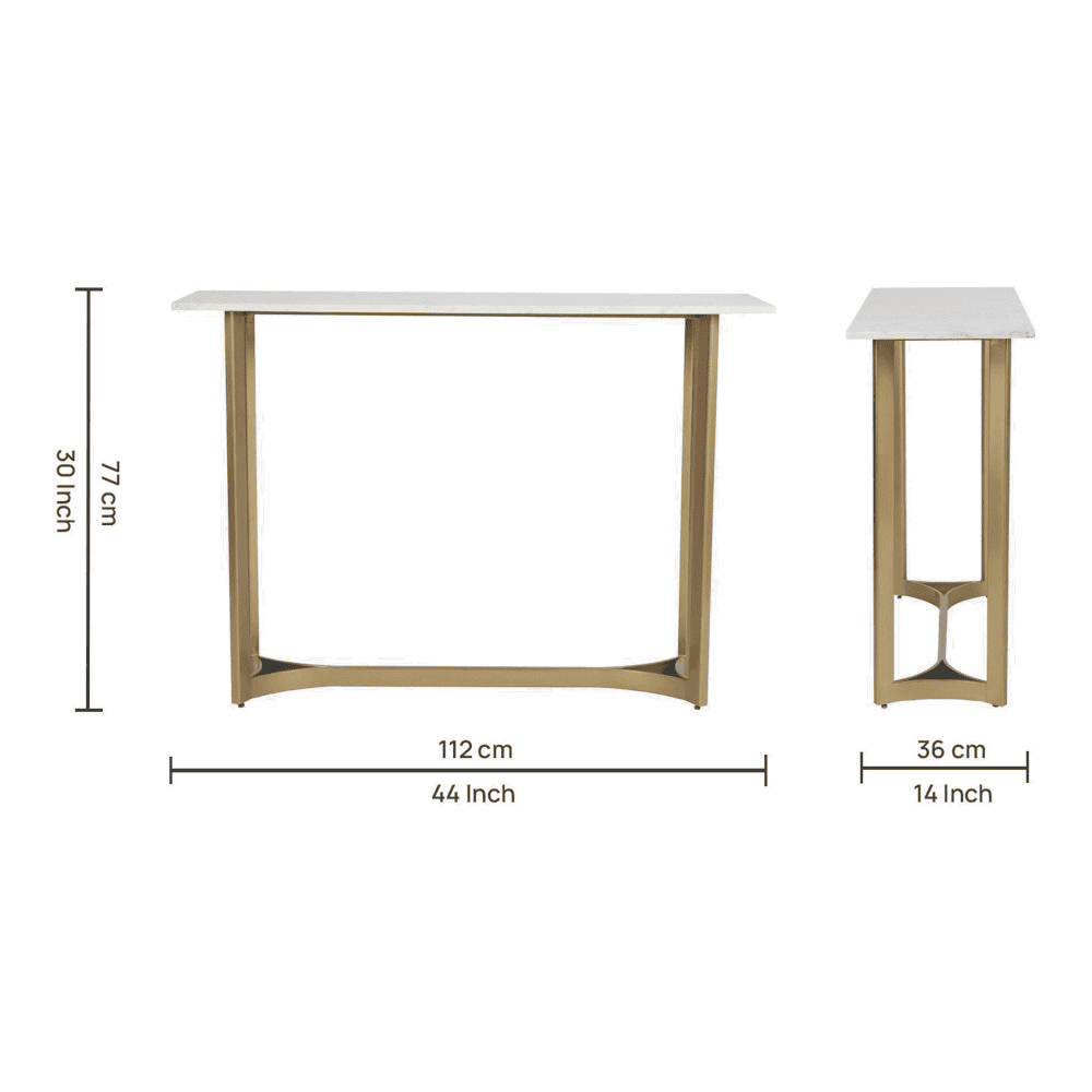 Verona Marble Console Table In Gold Finish