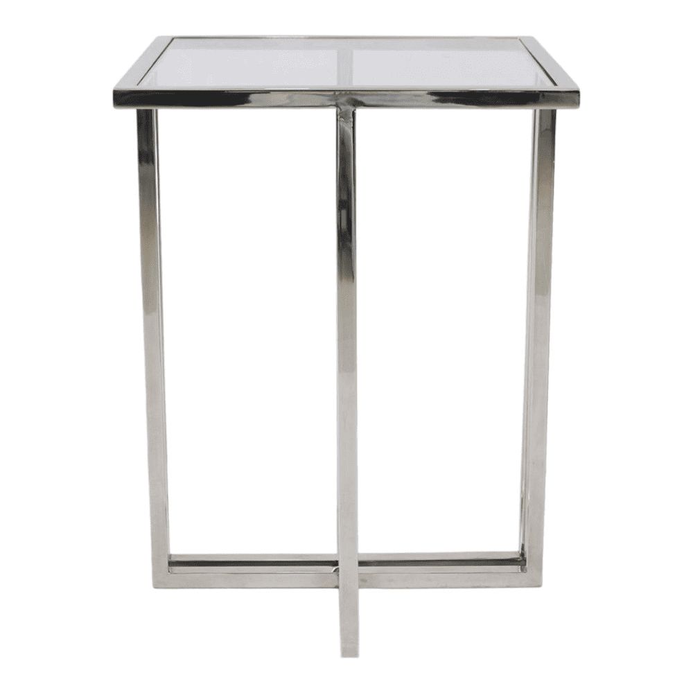Merano Glass Side Table In Chrome Finish