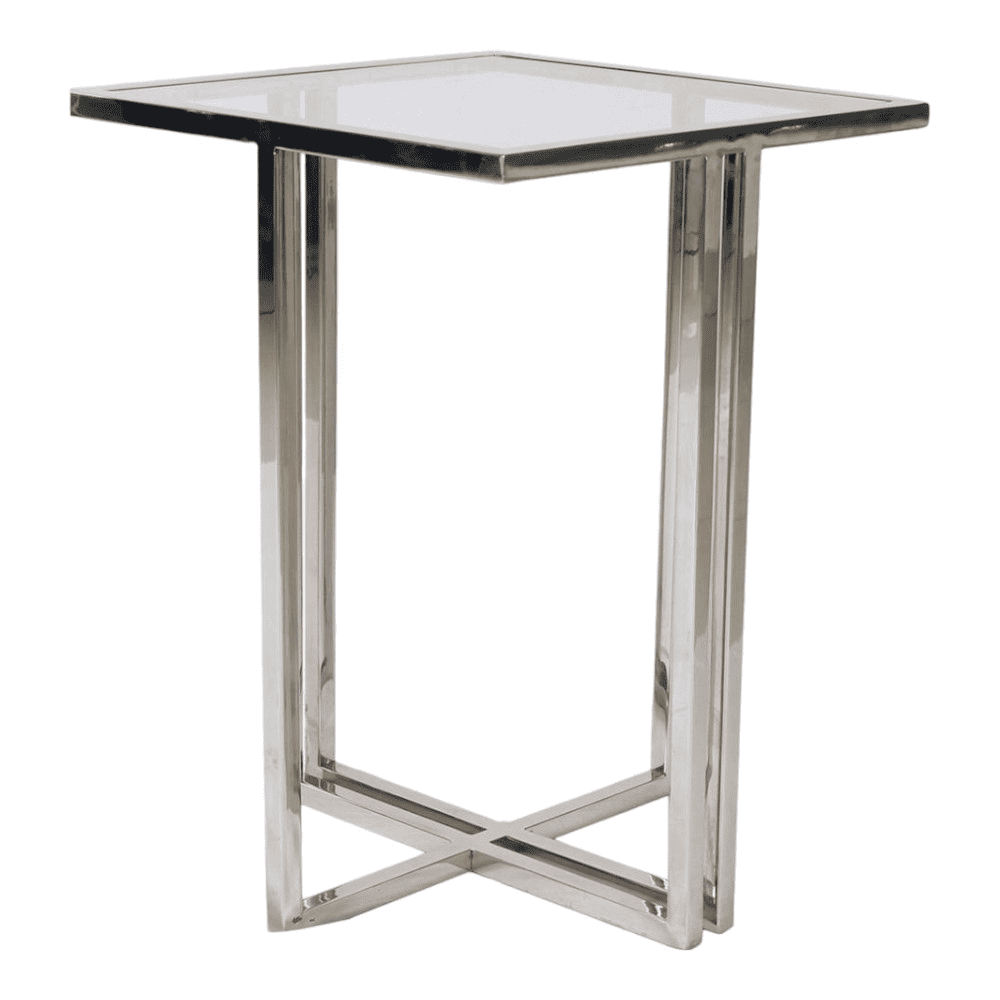 Merano Glass Side Table In Chrome Finish