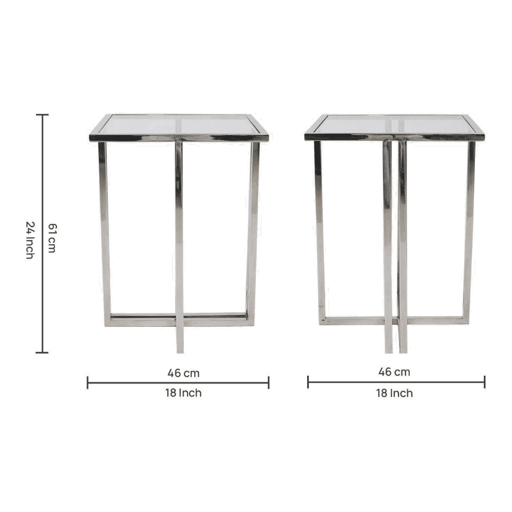 Merano Glass Side Table In Chrome Finish