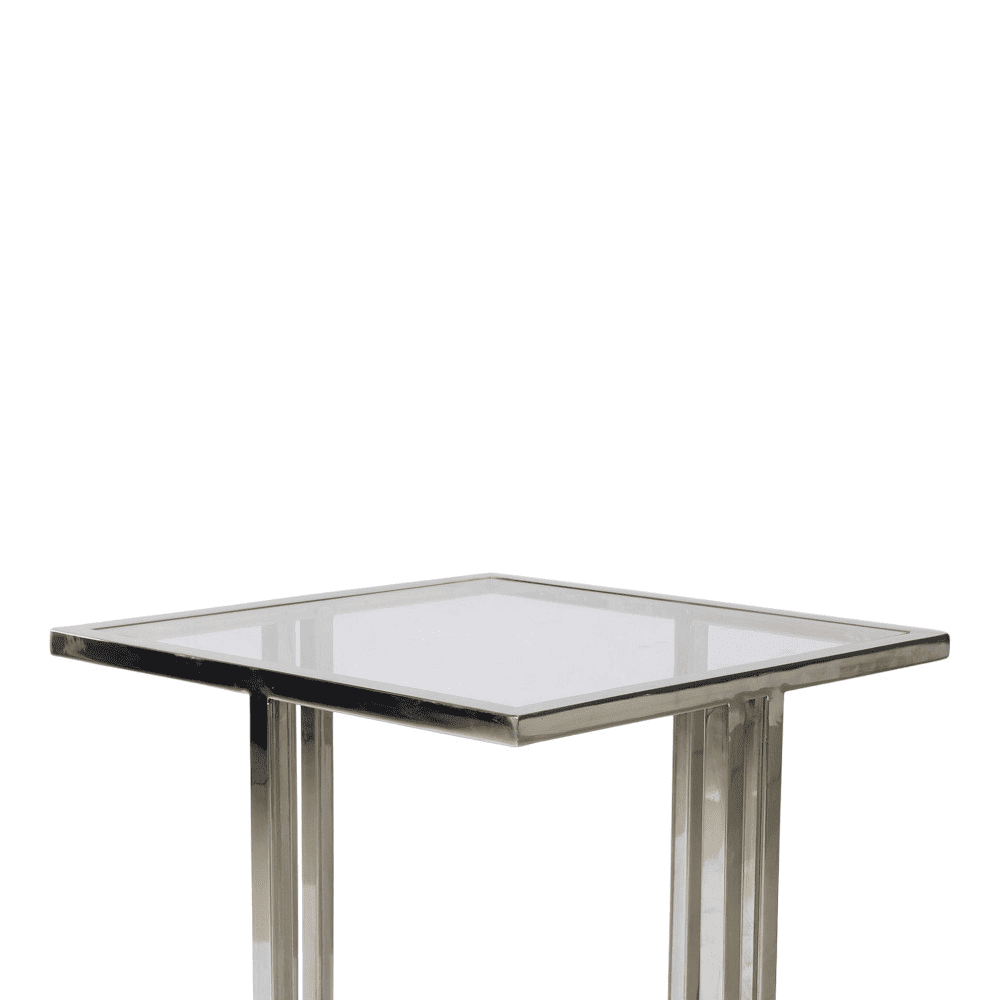 Merano Glass Side Table In Chrome Finish