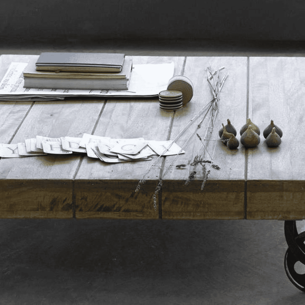 Devi Square Coffee Table With Wheels