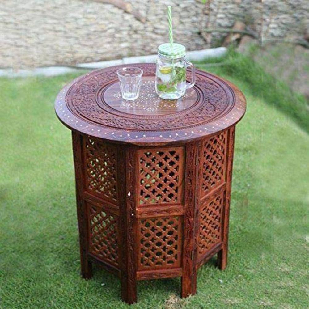 Shilpi Handicrafts Folding Coffee Table - Brown - New Shilpi Handicrafts