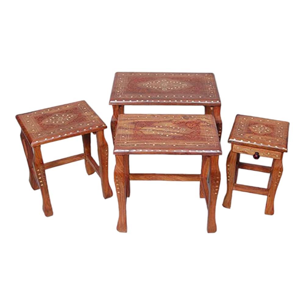 Shilpi Handicrafts Nesting Coffee Table - Brown - Nshctbl12