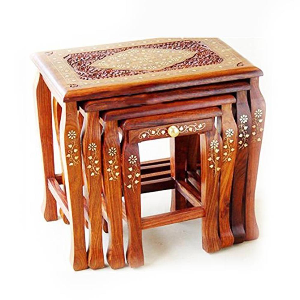 Shilpi Handicrafts Nesting Coffee Table - Brown - Nshctbl12