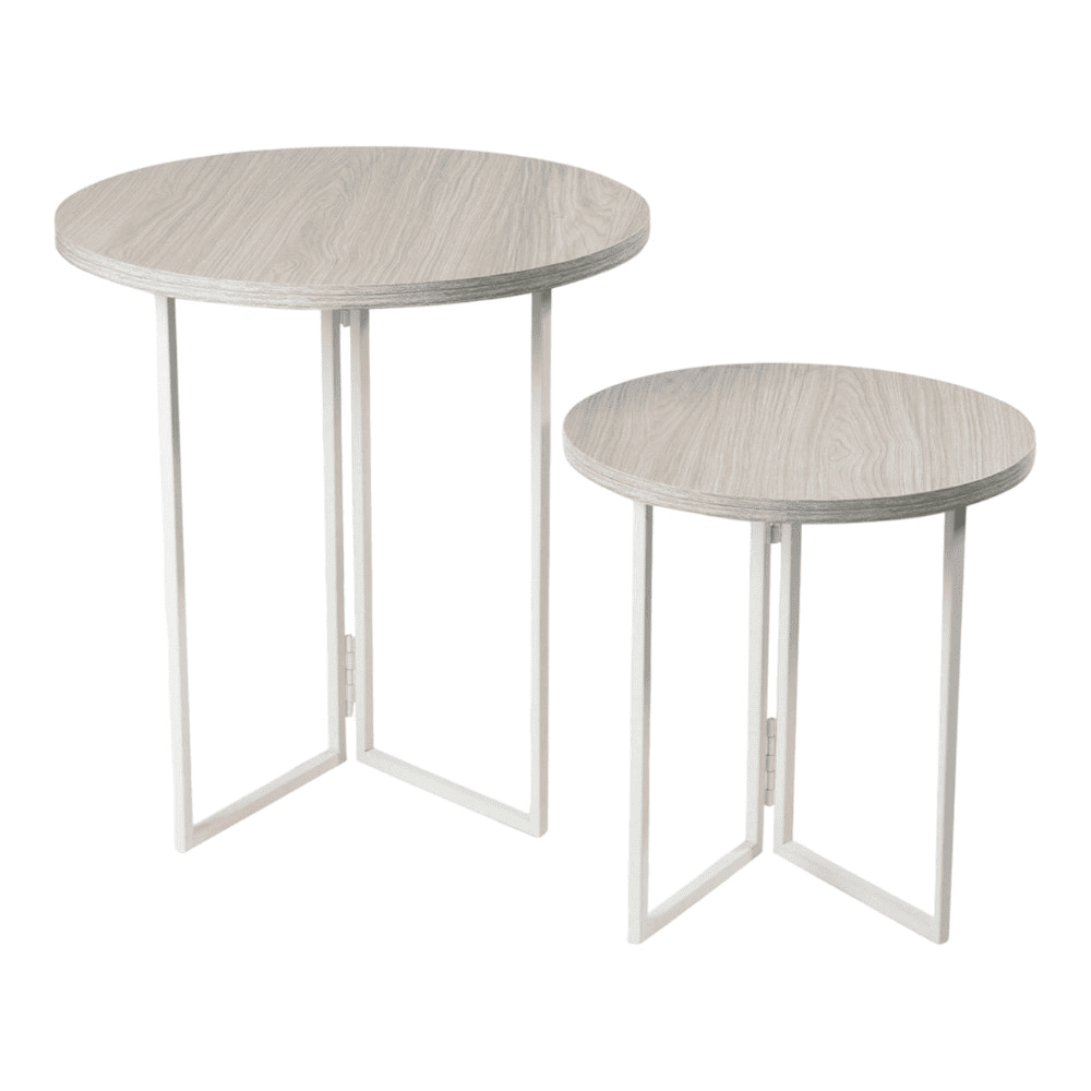 Pine Hues Round Oblique Nesting Tables, Side Tables, Wooden Tables, Living Room Decor